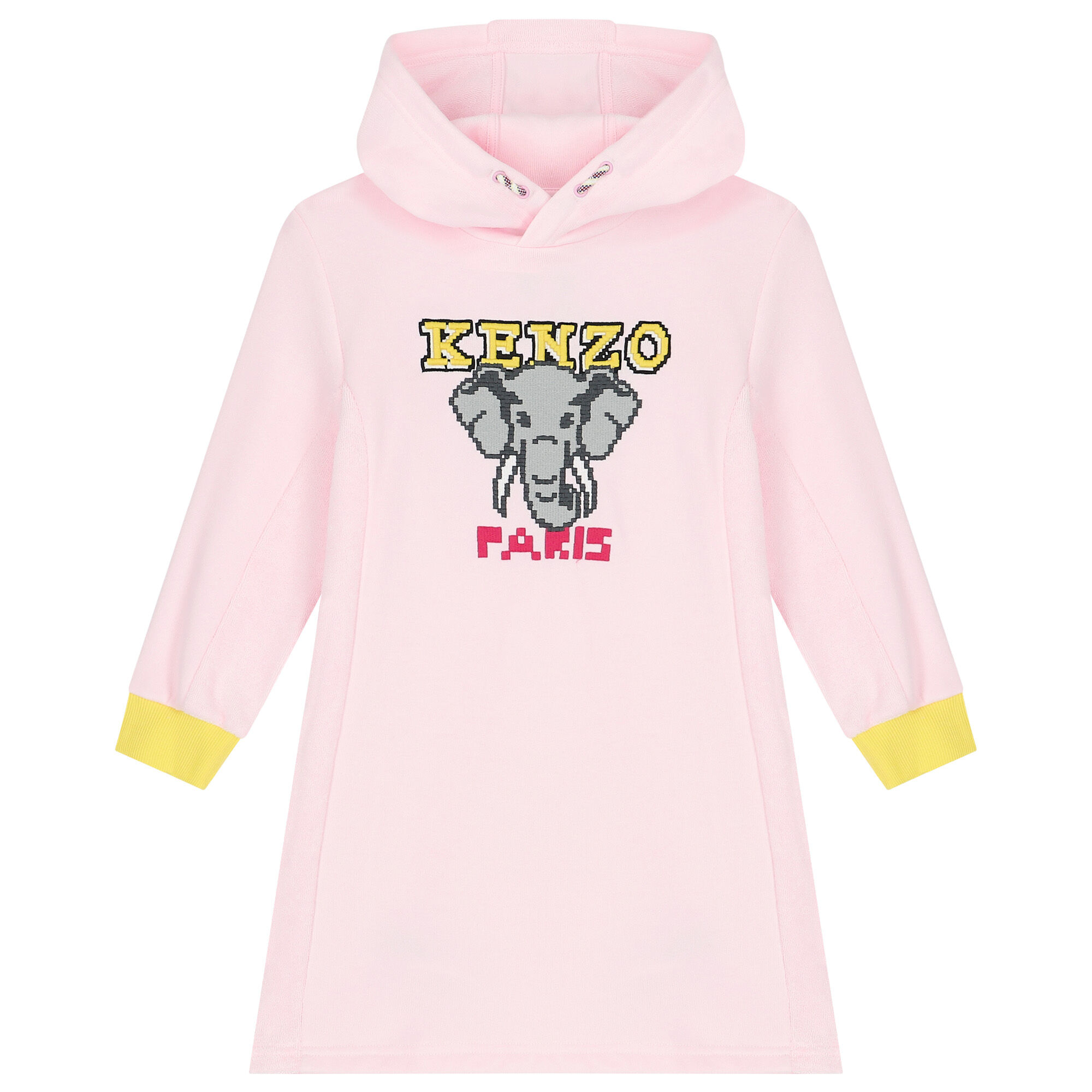 KENZO KIDS Girls Pink Elephant Hooded Dress Junior Couture UAE